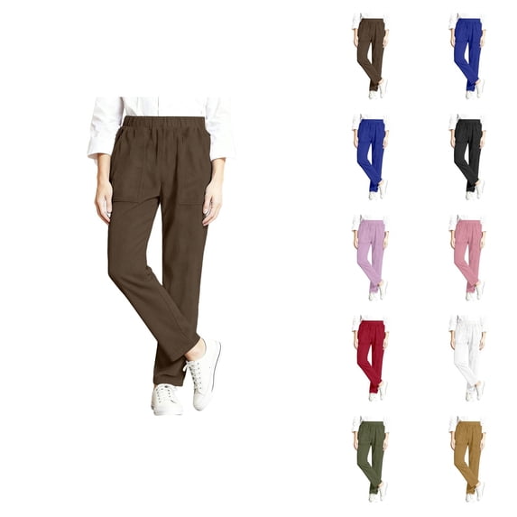 Corduroy Pants Women 2026 Spring Fall Elastic Waist Straight Leg Casual Work Pants with Pockets Slacks