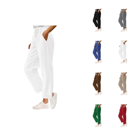 Corduroy Pants Women 2026 Trendy Elastic High Waist Drawstring Wide Straight Leg Lounge Pants with Pockets