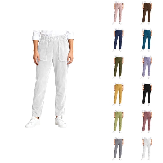 Corduroy Pants Women Fall Winter Comfortable Elastic Waist Straight Leg Work Pants with Pockets Lounge Trousers
