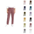 thumbnail image 1 of Corduroy Pants Women Fall Winter Comfortable Elastic Waist Straight Leg Work Pants with Pockets Lounge Trousers, 1 of 5