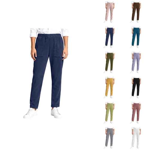 Corduroy Pants Women Fall Winter Comfortable Elastic Waist Straight Leg Work Pants with Pockets Lounge Trousers