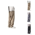 thumbnail image 1 of Corduroy Pants for Men Fall Winter Elastic Waist Drawstring Loose Fit Straight Wide Leg Casual Pants with Pockets, 1 of 1