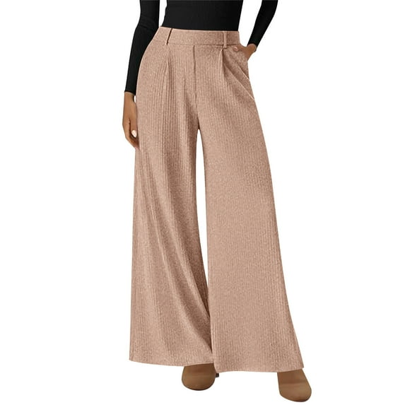 Corduroy Pants for Women Baggy Pant Elastic Waist Casual Wide Leg Pant Loose Comfy Trousers with Pockets Fall Winter Fashion