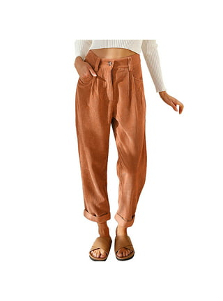 High Waisted Dress Pants For Women Dress Pants Women Brown Corduroy Pants  Women 3XL Coffee Plus Cashmere 