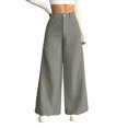 thumbnail image 1 of Corduroy Pants for Women Casual High Waisted One Buttoned Stretchy Loose Fit Wide Leg Pants with Pockets Gray S, 1 of 9