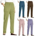 thumbnail image 1 of Corduroy Pants for Women Elastic High Waist Pull On Straight Leg Slacks Casual Trousers with Pocket Light Green XL, 1 of 6