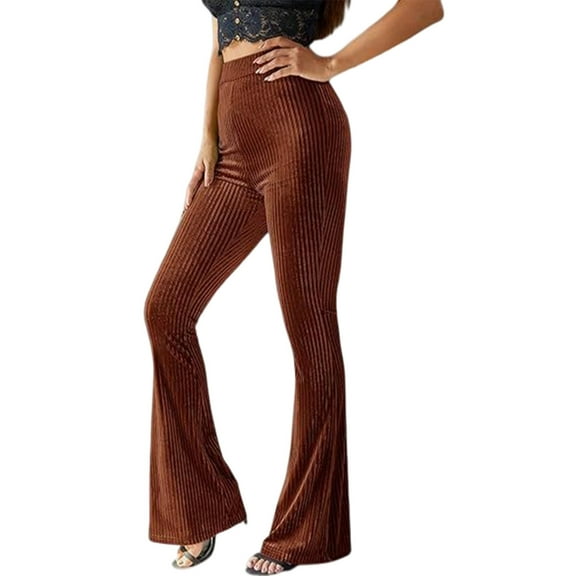 Corduroy Pants for Women High Waist Flare Pants Vintage Baggy Wide Leg Bell Bottom Trousers Pants with Pockets