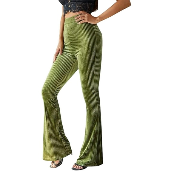 Corduroy Pants for Women High Waist Flare Pants Vintage Baggy Wide Leg Bell Bottom Trousers Pants with Pockets