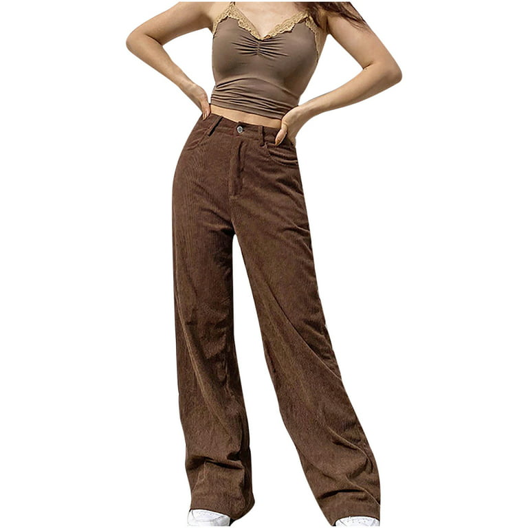 Corduroy Pants for Women High Waisted Straight Leg Vintage Pants Casual  Comfy Trousers Fall Clothes with Pockets Ladies Clothes
