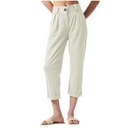 Corduroy Pants for Women Vintage High Waisted Straight Leg Casual Pants Tapered Pant Loose Comfy Trousers with Pockets