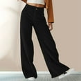 thumbnail image 1 of Corduroy Pants for Women Wide Leg High Rise Trousers Textured Ribbed Bottoms Classic Pockets Fall Winter Streetwear Outfits, 1 of 6