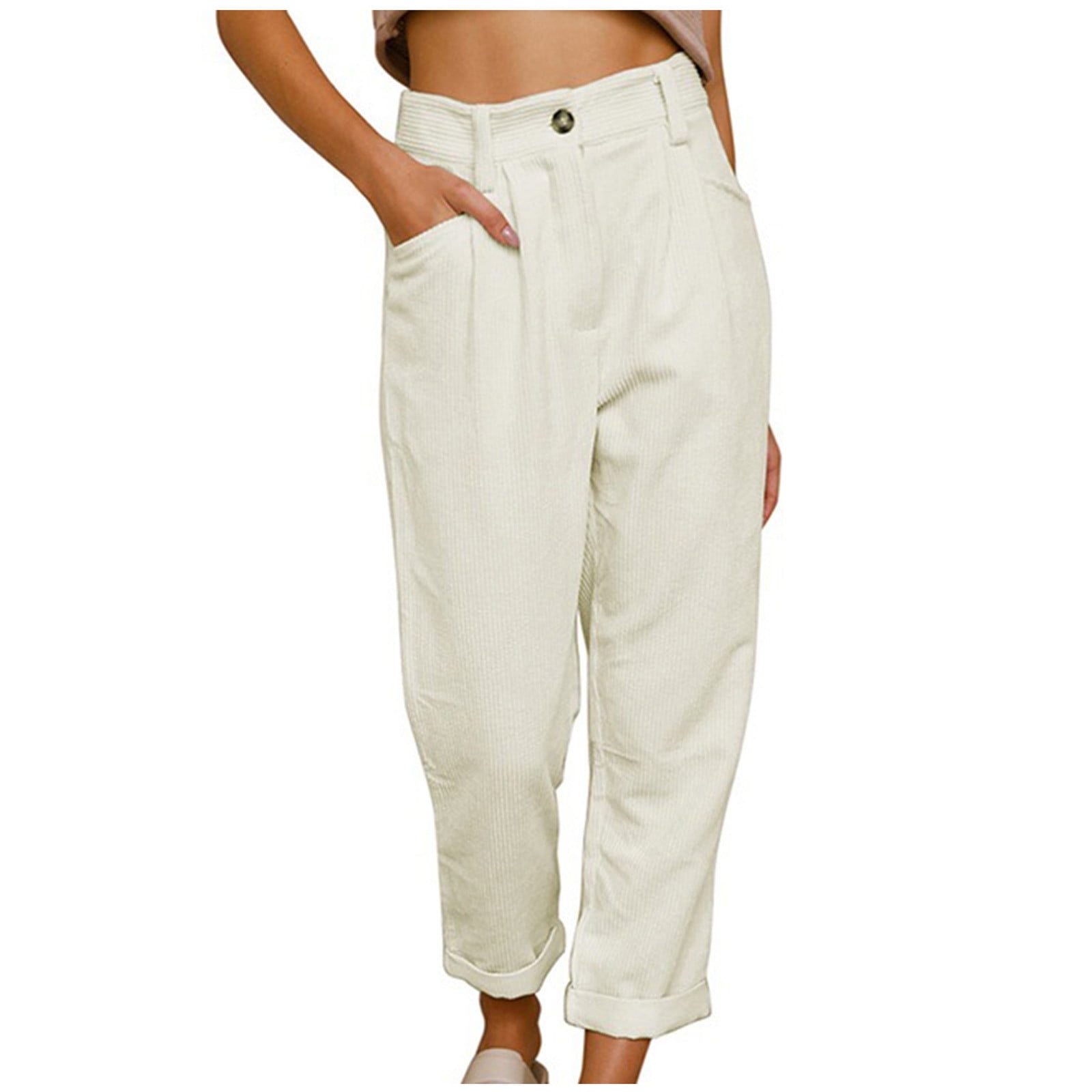 Womens White Corduroy Pants | Forever 21