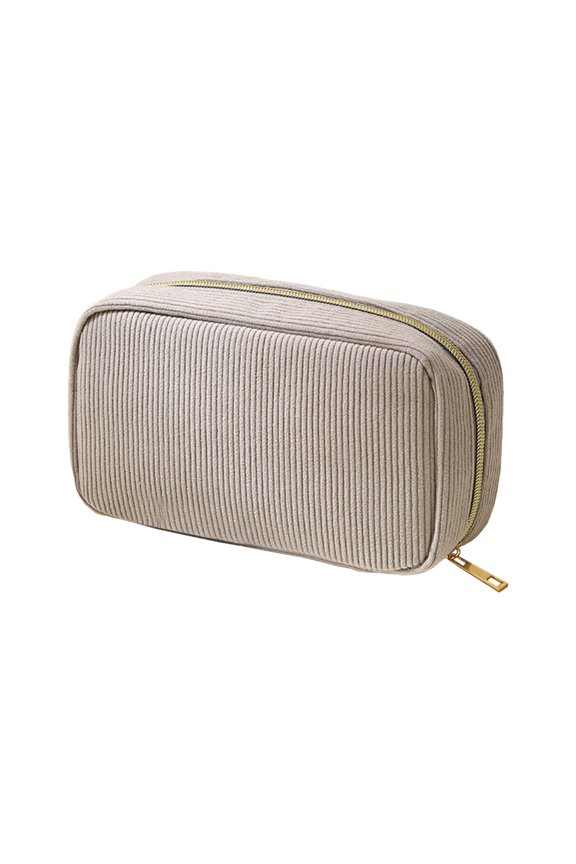 Corduroy Pencil Case Cosmetic Bag, Large Capacity Travel Organizer for Makeup Toiletries and Educational Supplies, Portable Storage Pouch Office Accessories