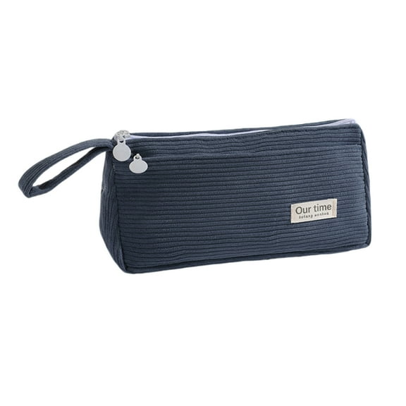 Corduroy Pencil Case Double Layered Pen Case 2 Compartments Pen Pouches Large Capacity Pencil Bag Travel Cosmetics Bag