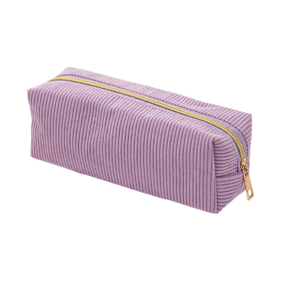 Corduroy Pencil Case with Zipper, Small Corduroy Cosmetic Bag, Portable Pen Storage Pouch, Solid Color Pencil Pouch for Office Home Desk Travel
