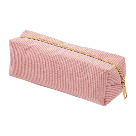 Corduroy Pencil Case with Zipper, Small Corduroy Cosmetic Bag, Portable Pen Storage Pouch, Solid Color Pencil Pouch for Office Home Desk Travel