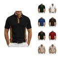 thumbnail image 1 of Corduroy Polo Shirts for Men Summer Casual Fashion Short Sleeve Stand Collar Patchwork Work Tshirts Golf Shirt, 1 of 5