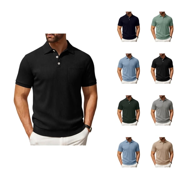 Corduroy Polo Shirts for Men Summer Casual Short Sleeve Collared Soft Plain Work Tshirts Golf Shirt