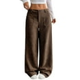 thumbnail image 1 of Corduroy Pts for Women Casual waist Buttoned Stretchy Loose Fit Wide Leg Pts with Pockets, 1 of 20