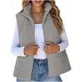thumbnail image 1 of Corduroy Puffer Vest Women, Stand Collar Corduroy Coat with Pockets, Cropped Zip Up Puffer Jacket Vest Winter Sleeveless Warm Lightweight, 1 of 5