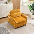 thumbnail image 1 of Corduroy Pull Out Sleeper Sofa Bed,Comfortable Chair With Side Pockets Pillow,3-in-1 Lazy Sofa Chaise Lounge Chair Indoor Convertible Sleeper Chair for Bedroom Living Room Apartment Office,Yellow, 1 of 8