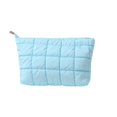 thumbnail image 1 of Corduroy Quilted Cosmetic Pouch, Portable Zipper Makeup and Travel Storage Bag, 9.84 x 2.36 x 6.50 in, Blue, 1 of 3