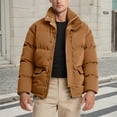 thumbnail image 1 of Corduroy Quilted Jacket Stand Collar Winter Warm Coat (Coffee XXXXXL), 1 of 4