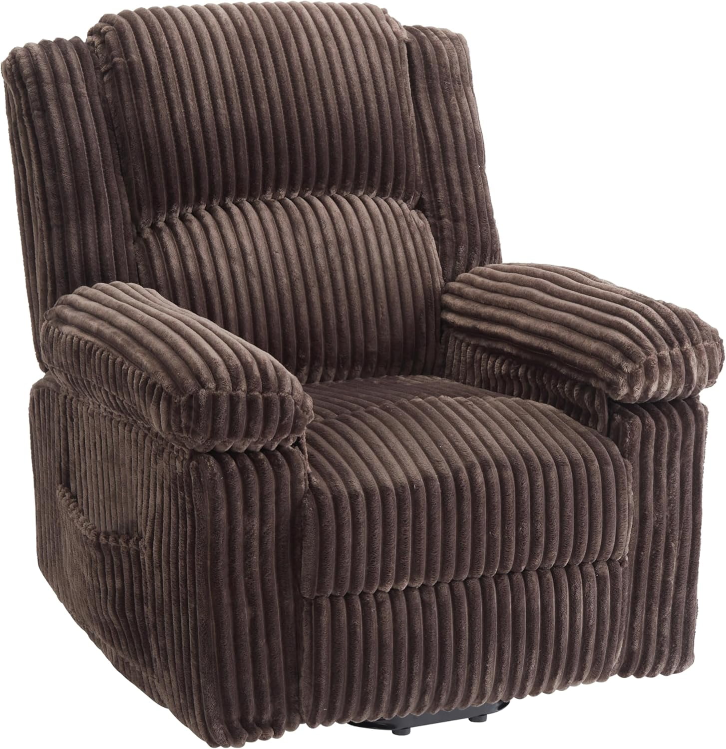 Corduroy Recliner Chair, Manual Recliner Sofa with Handle, Pillow Top Arms, Thick Padding, Side Pocket, 330Lbs Capacity, Adjustable Recliner for Living Room, Bedroom, Home Theater, Brown