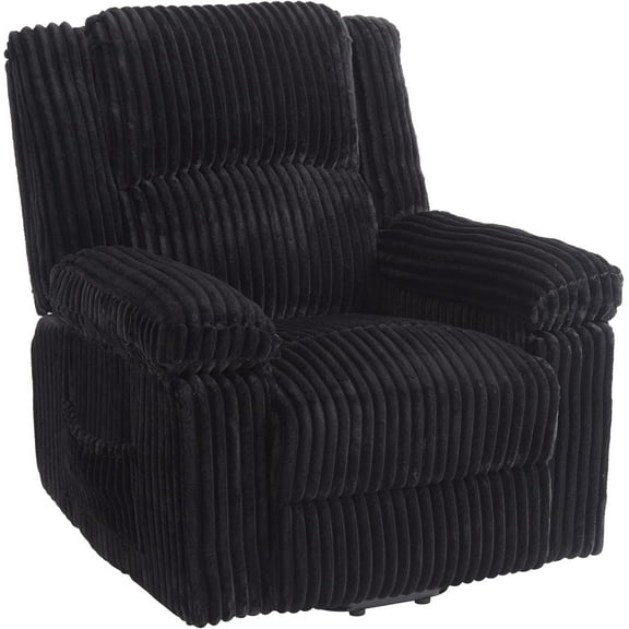 Corduroy Recliner Chair, Manual Recliner Sofa with Handle, Pillow Top Arms, Thick Padding, Side Pocket, 330Lbs Capacity