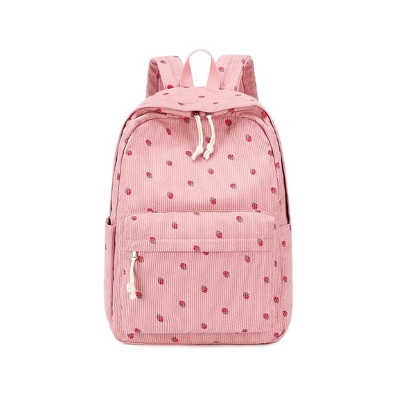 Corduroy School Backpack for Students,Large Capacity Storage Bookbag with Comfort-Focused Design,Casual Daypack for Campus,Classes,Leisure and Daily Travel,Pink