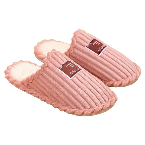 Corduroy Scuff Slippers for Women Soft Comfy Warm Memory Foam Slip on Travel Indoor House Shoes