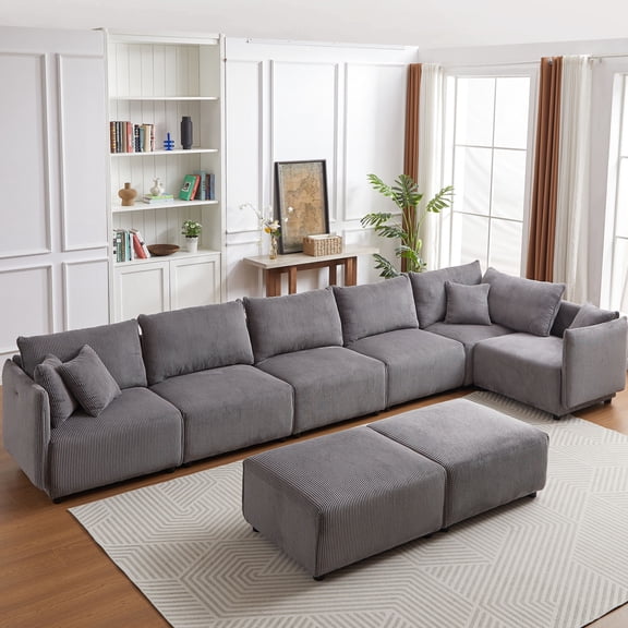 Corduroy Sectional Sofa | Durable Memory Foam Cushions | Entertainment Areas