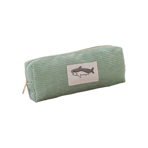 Corduroy Shark Pencil Pouch for s, Large Pen Case with Zipper, Holds 40 Pencils, Ideal for Office Desk or Travel