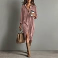 thumbnail image 1 of Corduroy Shirt Dress Women Fall Corduroy Button Down Shirt Dress Casual Lapel a Line Pleated Tunic Shift Midi Long Dress, 1 of 7