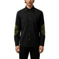 thumbnail image 1 of Corduroy Shirt Men Casual Long Sleeve Button-Down Dress Shirt Spring Spring Lapel Shirt Jacket with Elbow Patches Classic Collared Shacket Overshirts with Pocket OIOLOYJM Black 2XL, 1 of 3