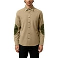 thumbnail image 1 of Corduroy Shirt Men Casual Long Sleeve Button Down Shirt Spring Lightweight Collared Jackets Elbow Patches Classic Work Shacket Overshirts with Pocket OIOLOYJM Khaki M, 1 of 3