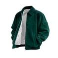 thumbnail image 1 of Corduroy Shirt Men Casual Zip Up Flannel Shirt Shackets Long Sleeve Collared Vintage Jackets with Pockets Dark Green M, 1 of 4