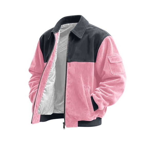 Corduroy Shirt Men Casual Zip Up Flannel Shirt Shackets Long Sleeve Collared Vintage Jackets with Pockets Gray L