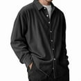 thumbnail image 1 of Corduroy Shirt Mens Lapel Long Sleeve Wrinkle Free Casual Button Down Shirts Work Overshirt Shackets Black 4XL, 1 of 4