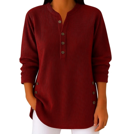 Corduroy Shirt WomenWomens Long Sleeves Shirts Tee Shirts Womens Button Down Tops For Women Women's Button Down Shirts T-Shirt Blouse Tops Henley Shirts For Women 2026 Basic Tee