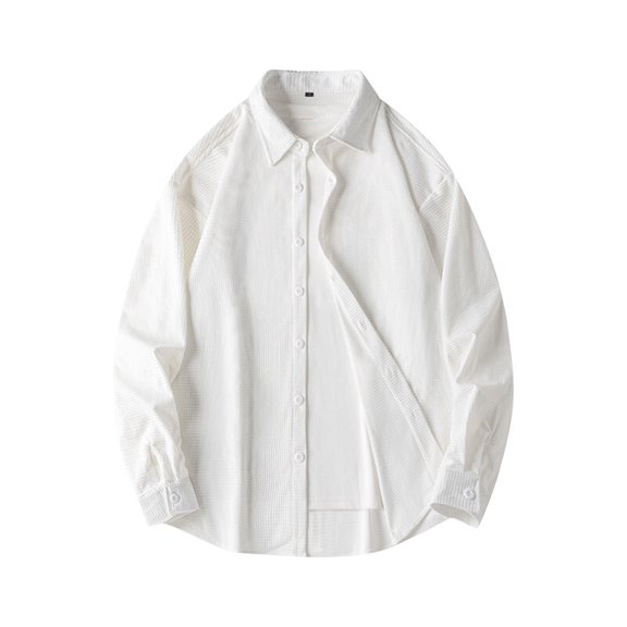 Corduroy-Shirts for Men Long Sleeve Button-Down Collared Shackets Tops Mens Casual Solid Color Comfortable Lapel Going-Out Work Tshirts Shirt