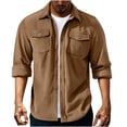 thumbnail image 1 of Corduroy-Shirts for Men with Pockets Long Sleeve Button-Down Collared Tshirts Shirt Mens Casual Solid Color Lapel Going-Out Work Shackets Tops, 1 of 8