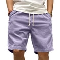 thumbnail image 1 of Corduroy Shorts for Men Drawstring Elastic Waist Lounge Short Summer Beach Casual Beach Bermuda Shorts Solid Color Corduroy Cargo Short with Pockets,Purple 4XL, 1 of 4