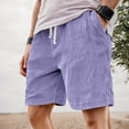 thumbnail image 1 of Corduroy Shorts Men Elastic Waist Drawstring Straight Leg Men's Casual Shorts with Pockets Loose Fit Mens Beach Shorts, 1 of 3