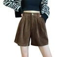 thumbnail image 1 of Corduroy Shorts Women, Audhol Women's Corduroy A Line Short Pants and Winter 2025 Style Loose and Slimming Wide Leg Pants Womens Corduroy Shorts Coffee S, 1 of 8
