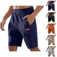 thumbnail image 1 of Corduroy Shorts for Men Summer Casual Breathable Elastic Waist Straight Leg Relaxed Fit Shorts with Pockets, 1 of 4