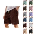 thumbnail image 1 of Corduroy Shorts for Men Summer Casual Elastic Waist Wide Straight Leg Loose Lounge Shorts with Pockets, 1 of 5
