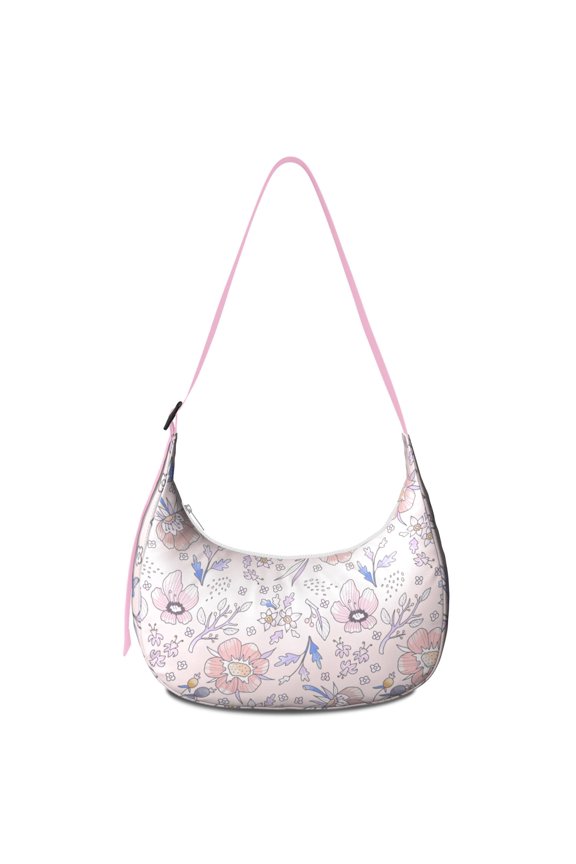 Corduroy Shoulder Bag with Floral and Bee Artwork Adjustable Strap Compact and Portable Perfect for Spring and Summer Outings