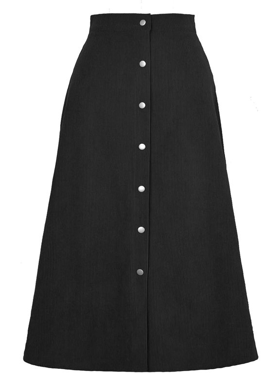 Fringed Corduroy Long A-line Skirt main image 1