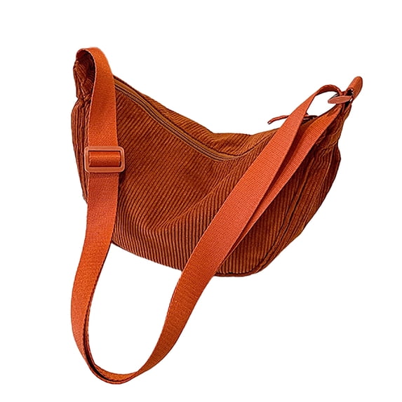 Corduroy Sling Bag for Women Dumpling Crossbody Bag Nylon Underarm Bag with Zipper Crescent Satchel Purse Shoulder Handbag Hobo Bag